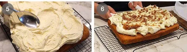 طرز تهیه کیک کدو حلوایی با فراستینگ پنیر خامه‌ای _ مرحله چهارم