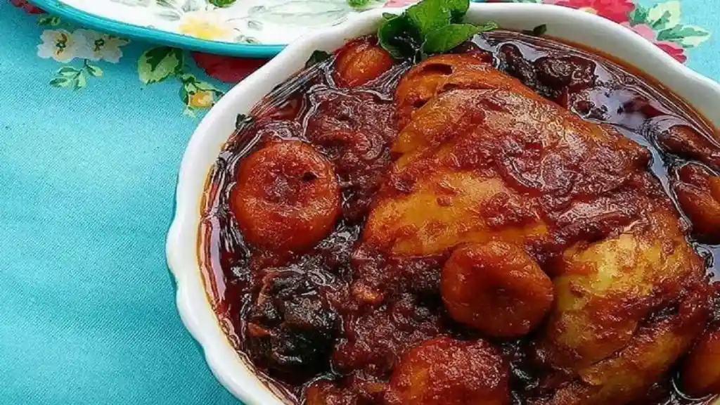 10 خورش مهمانی _ خورشت آلو مسما با مرغ